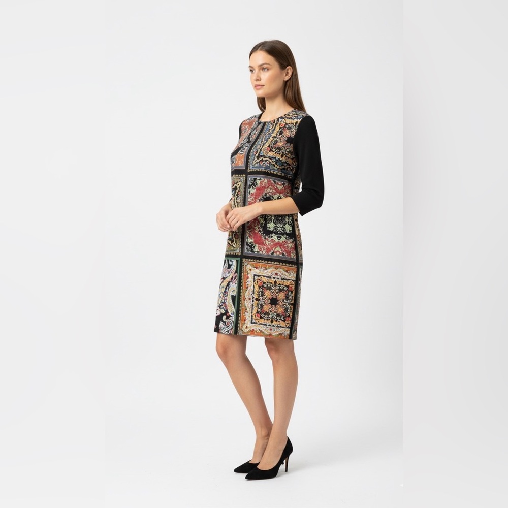 ZARA Patchwork Print Mini Dress NWT Size S – Multicolor 3/4 Sleeve
